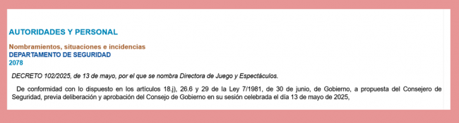 YA ES OFICIAL. 
HOY EN EL BOLETÍN
Nerea Alday Garate, nueva Directora de Juego y Espectáculos del País Vasco