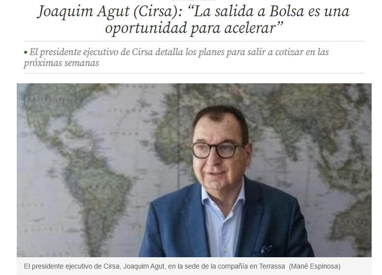 “La salida a Bolsa de CIRSA es una oportunidad para crecer más rápido” – Agut en La Vanguardia