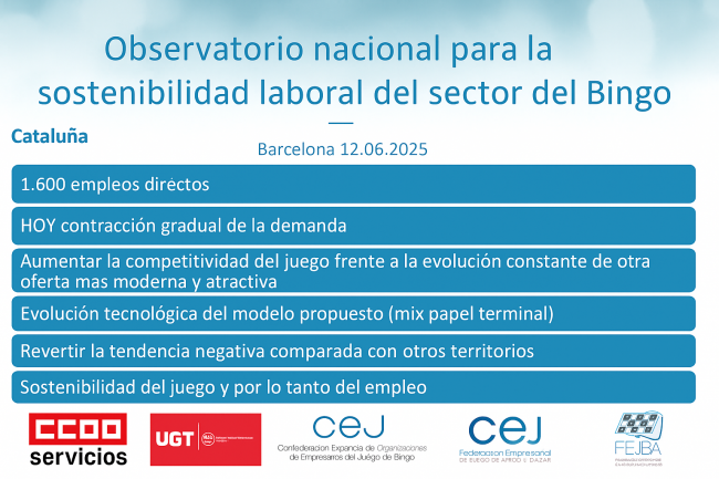 Observatorio nacional analiza el futuro del bingo en Cataluña