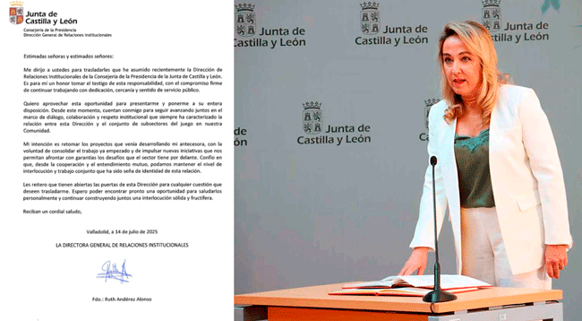 EXCLUSIVA | Publicamos la carta de incorporación de Ruth Andérez Alonso como nueva Directora General de Relaciones Institucionales de la Junta de Castilla y León