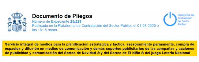 SELAE licita un contrato publicitario de 18,1 millones de euros para las campañas de Navidad y El Niño