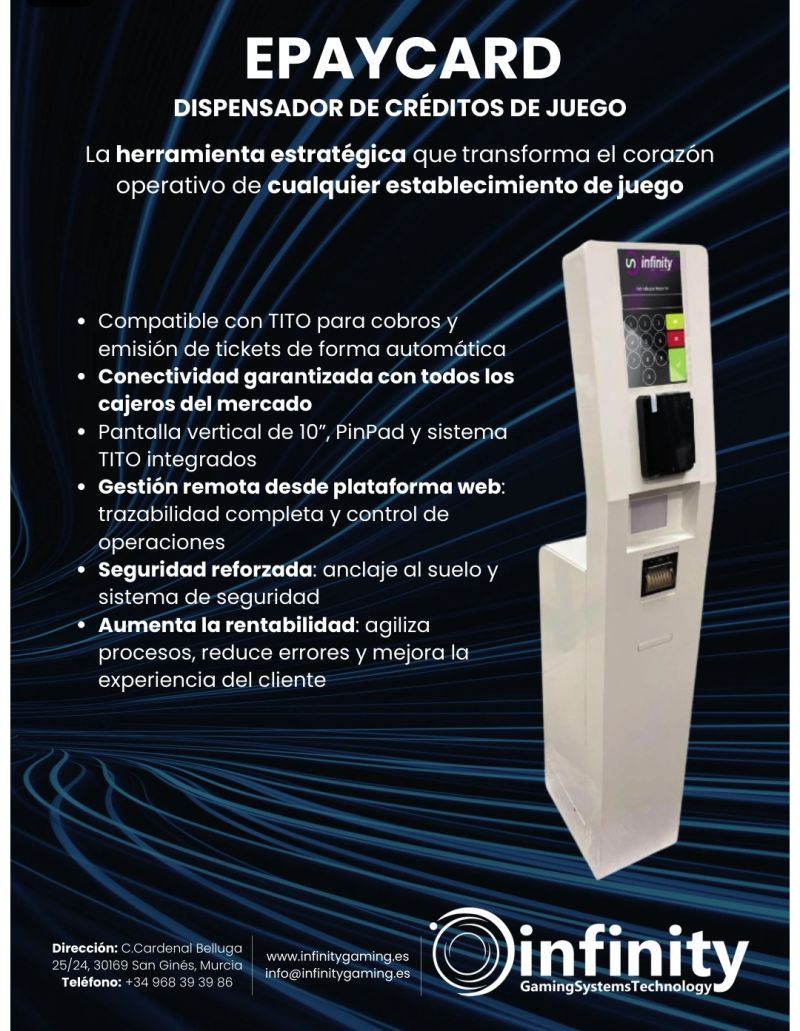 Infinity Gaming presenta E-Paycard: innovación en la gestión de créditos para salas de juego