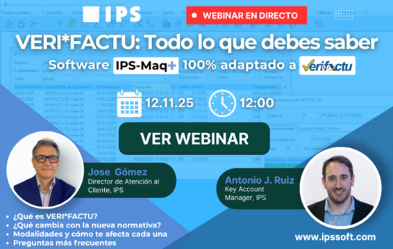 APUNTEN LA CITA
IPS nos prepara para VERI*FACTU y el gran cambio de enero de 2026
El día 12 de noviembre