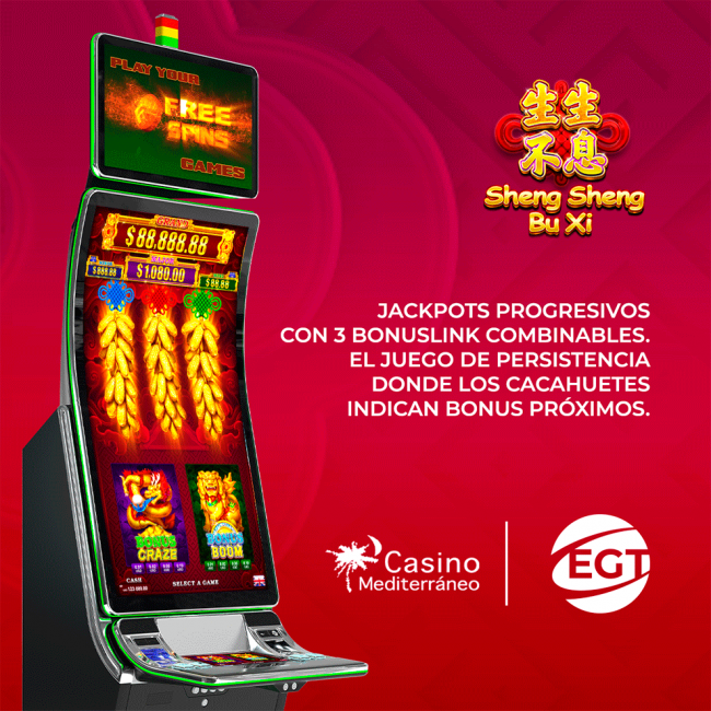 Grupo Acrismatic instala el jackpot “Sheng Sheng Bu Xi” de EGT en Casino Mediterráneo Ondara