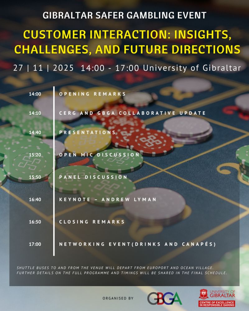 Interacción con el Cliente y Juego Seguro, por GBGA y CERG en la Universidad de Gibraltar