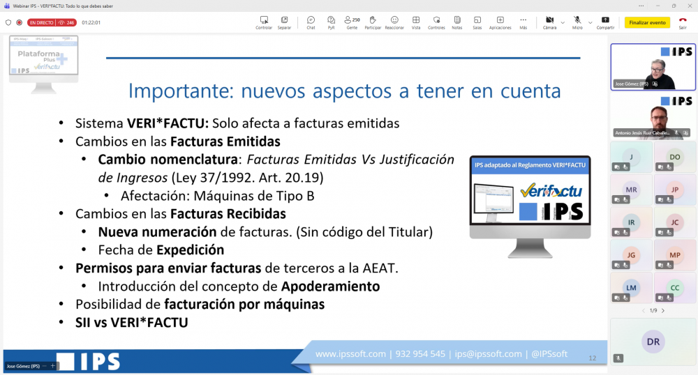 IPS analiza las claves del Reglamento VERI*FACTU ante más de 300 profesionales del sector