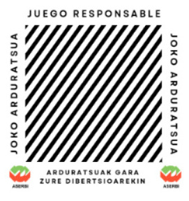 Adhesivo de 5x5 cm con código QR que ASERBI implantará en máquinas de hostelería para enlazar al portal de Juego Responsable del Gobierno Vasco.
