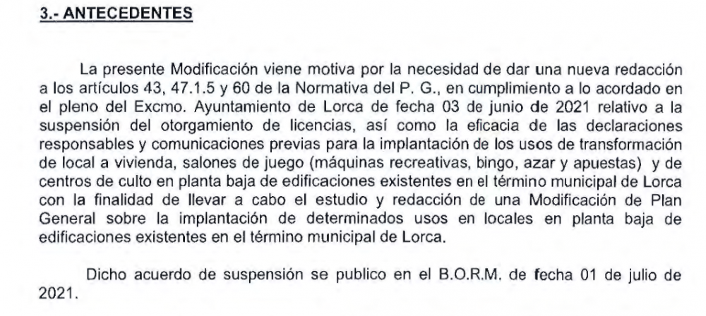 El TSJ de Murcia tumba la reforma urbanística de Lorca que alejaba los salones de juego de los colegios
