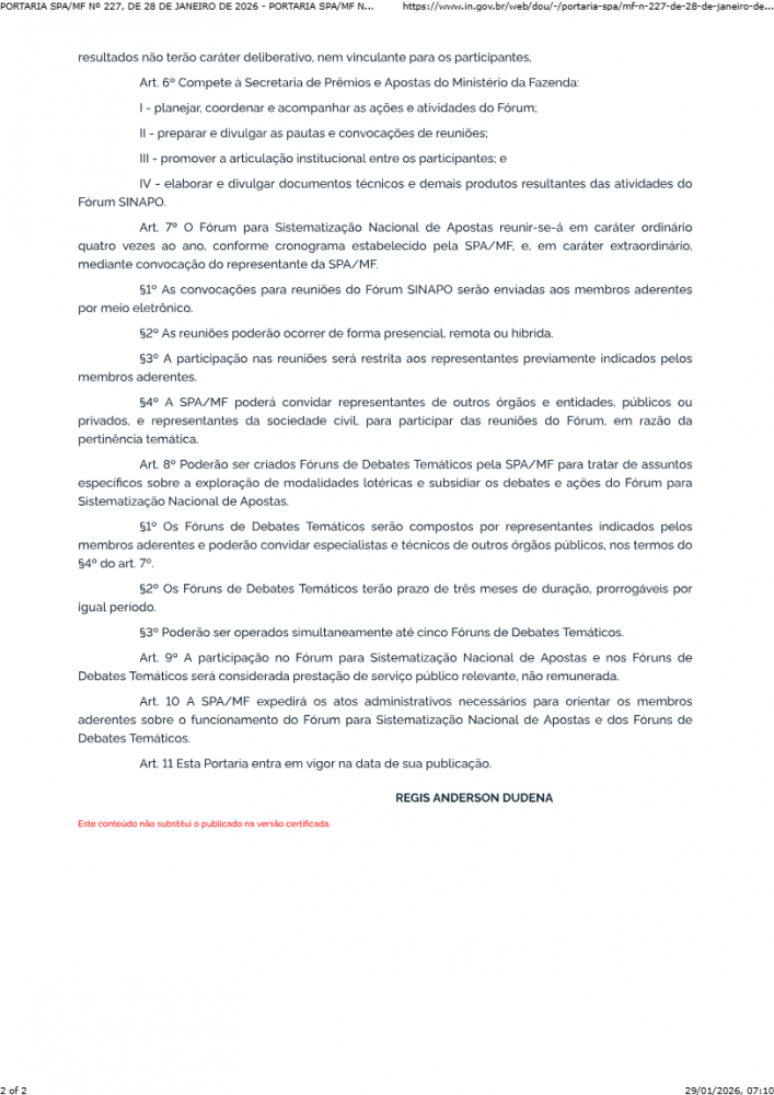 Brasil oficializa el Fórum SINAPO para armonizar la regulación del sector de loterías y apuestas