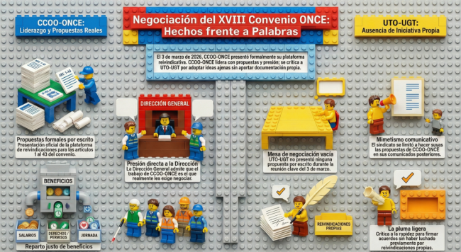 CCOO-ONCE endurece el choque con UTO-UGT en la comisión negociadora del convenio
