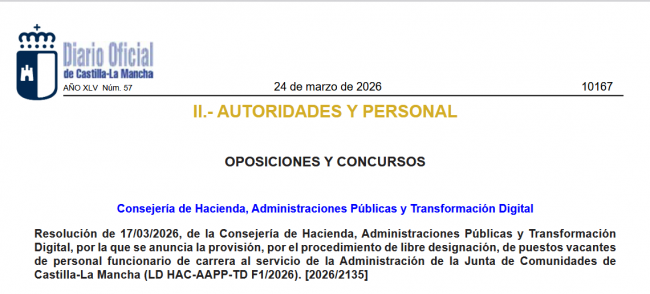 HOY EN EL DIARIO: Castilla-La Mancha convoca la Jefatura de Servicio de Juego