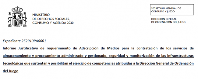 La DGOJ tramita un contrato de urgencia por 3,3 millones para sus sistemas de control