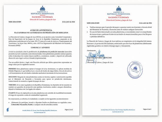 República Dominicana alerta sobre plataformas ilegales de prediction markets y riesgos financieros