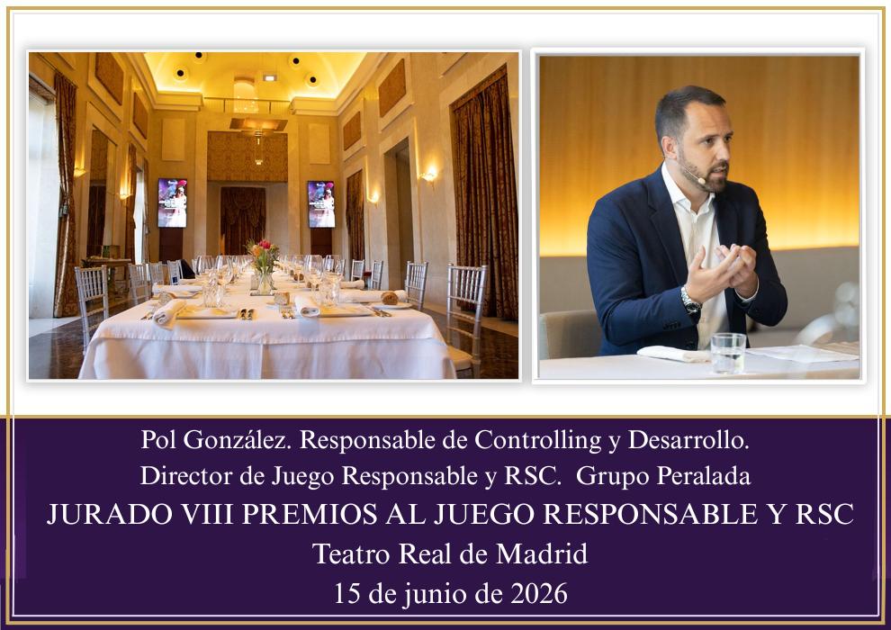 Casinos Grup Peralada, con Pol González al frente, repite presencia en el jurado de los Premios al Juego Responsable Y RSC