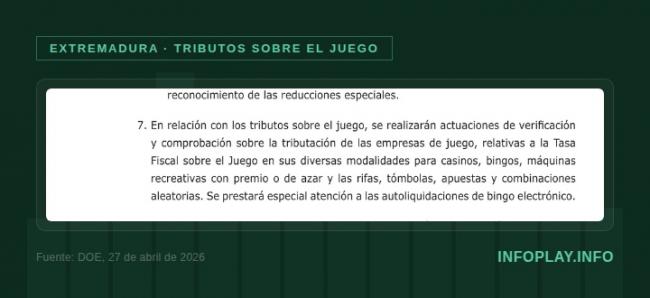 Extremadura reforzará el control del bingo electrónico en 2026