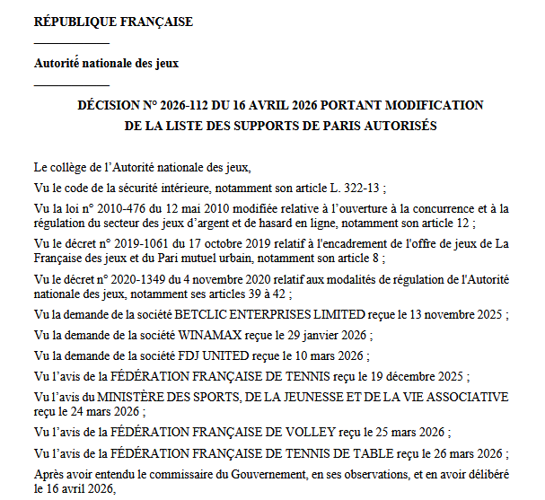 Francia amplía las competiciones autorizadas para apuestas deportivas