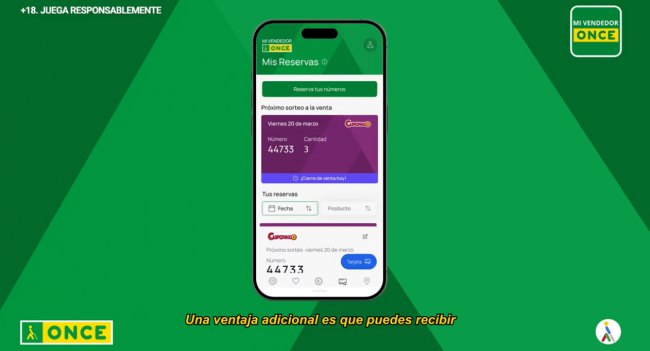La ONCE facilita la reserva de cupones desde el móvil con “Mis Reservas”