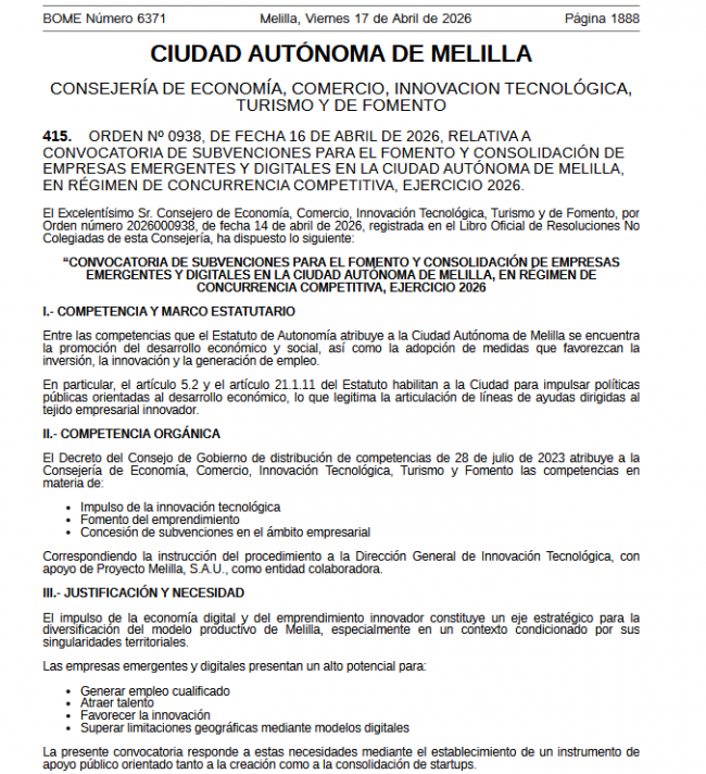 Melilla abre una vía de hasta 57.000 euros para startups digitales y juego online