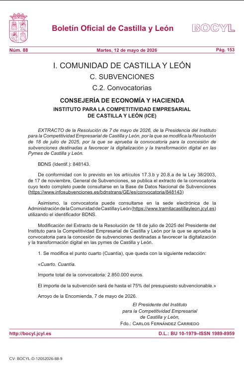  Castilla y León eleva a 2,85 millones las ayudas para digitalización de pymes