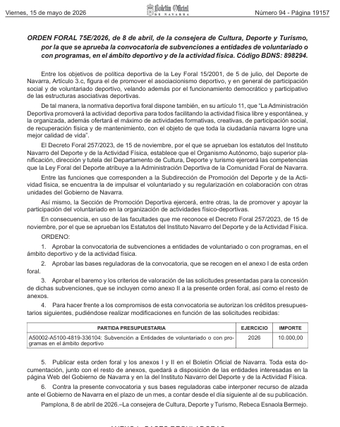 Navarra excluye de las ayudas deportivas a entidades patrocinadas por empresas de apuestas