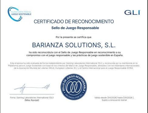Barianza obtiene el sello de Juego Responsable de GLI