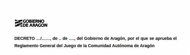  Aragón notifica al TRIS europeo su nuevo Reglamento General del Juego