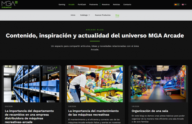 MGA Industrial estrena un blog dedicado al sector Arcade y entretenimiento