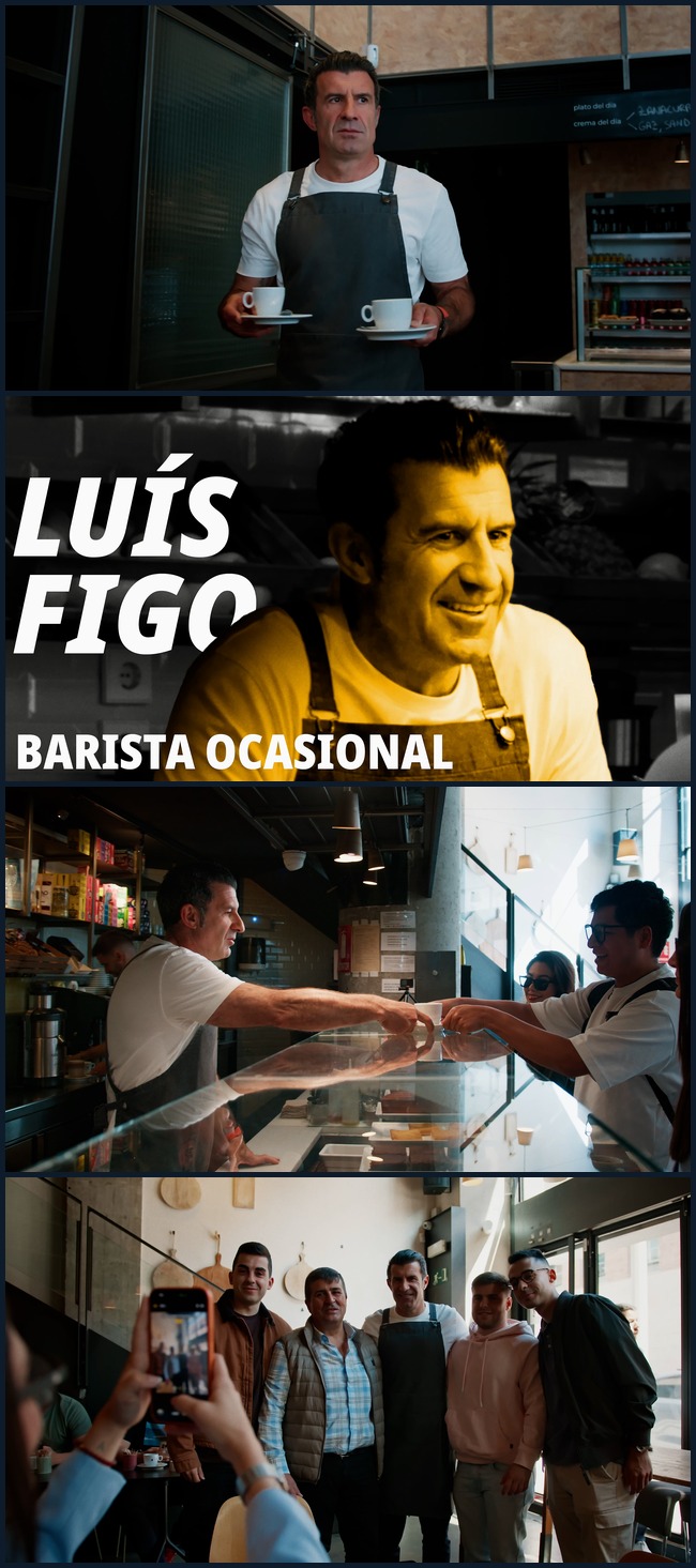  Betfair convierte a Luis Figo en barista para sorprender a los seguidores del Mundial