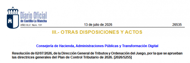 Castilla-La Mancha intensificará el control fiscal sobre las empresas de juego y las autoliquidaciones de la tasa
