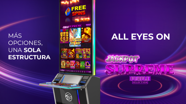 EGT España anuncia el lanzamiento oficial de su nueva joya para el mercado nacional en el segmento Casino: Jackpot Supreme Purple Selection.