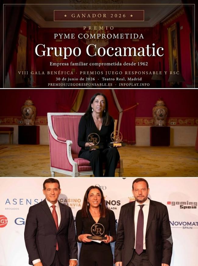 Grupo Cocamatic agradece su reconocimiento en los VIII Premios Juego Responsable y RSC y reafirma su compromiso empresarial