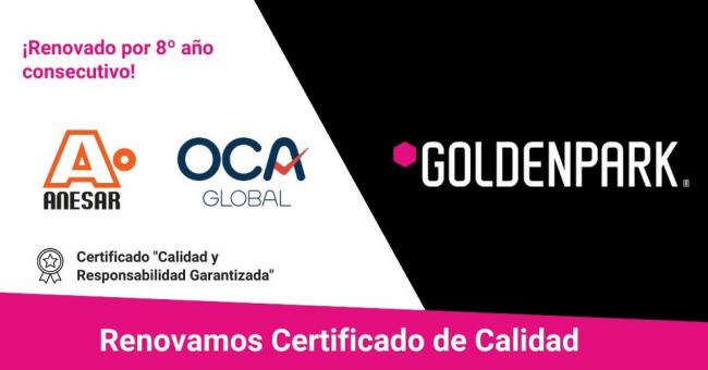 MGA renueva por octavo año el Certificado de Calidad y Responsabilidad Garantizada ANESAR para GoldenPark Catalunya