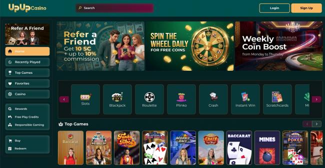 UpUp Casino llega a EE.UU. con un modelo de juegos premium sin compra ni depósito y premios en efectivo