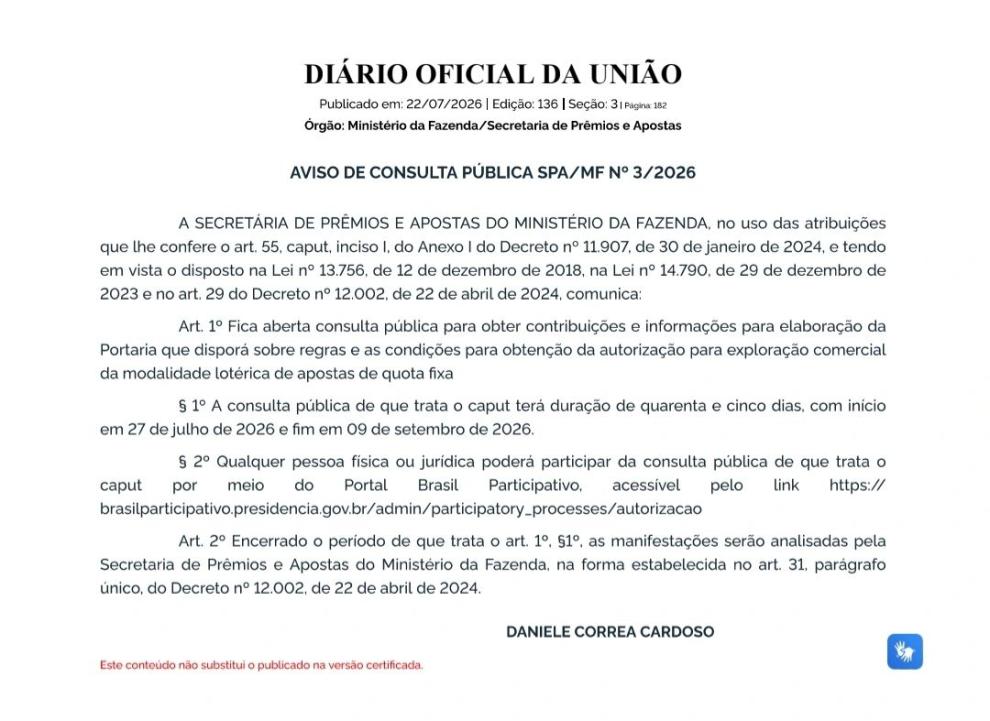 Brasil consulta las autorizaciones de apuestas de cuota fija