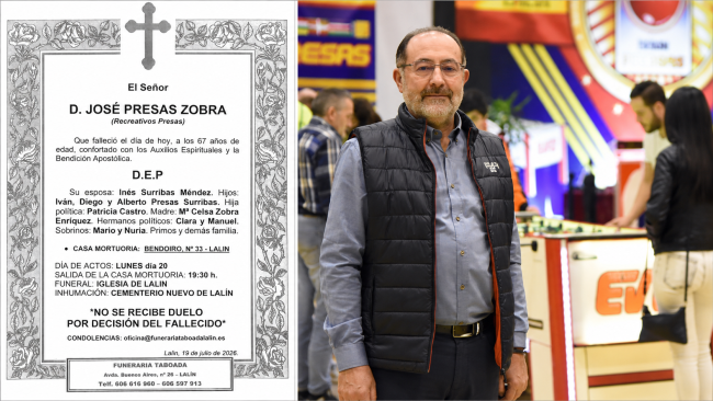Fallece José Presas, fundador de Recreativos Presa