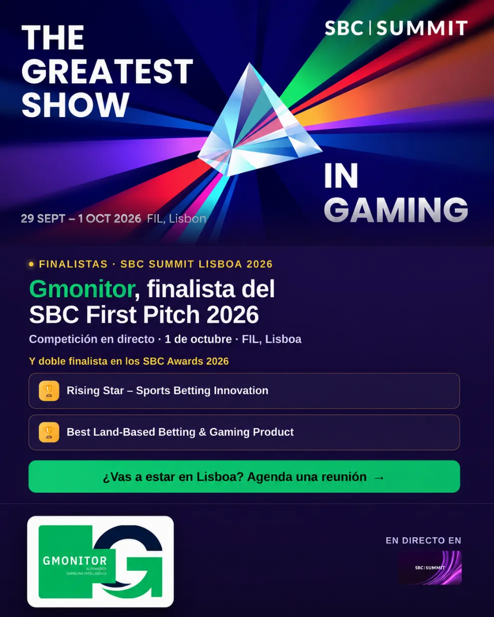 GMonitor abre su agenda de reuniones para el SBC Summit de Lisboa