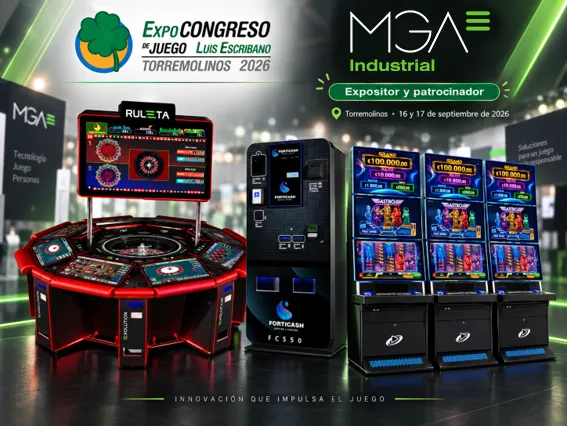 MGA Industrial desembarca en Torremolinos con el estreno mundial del nuevo Forticash FC200, sus ruletas Evolution y los slots Spear 27 con juegos de Playtech