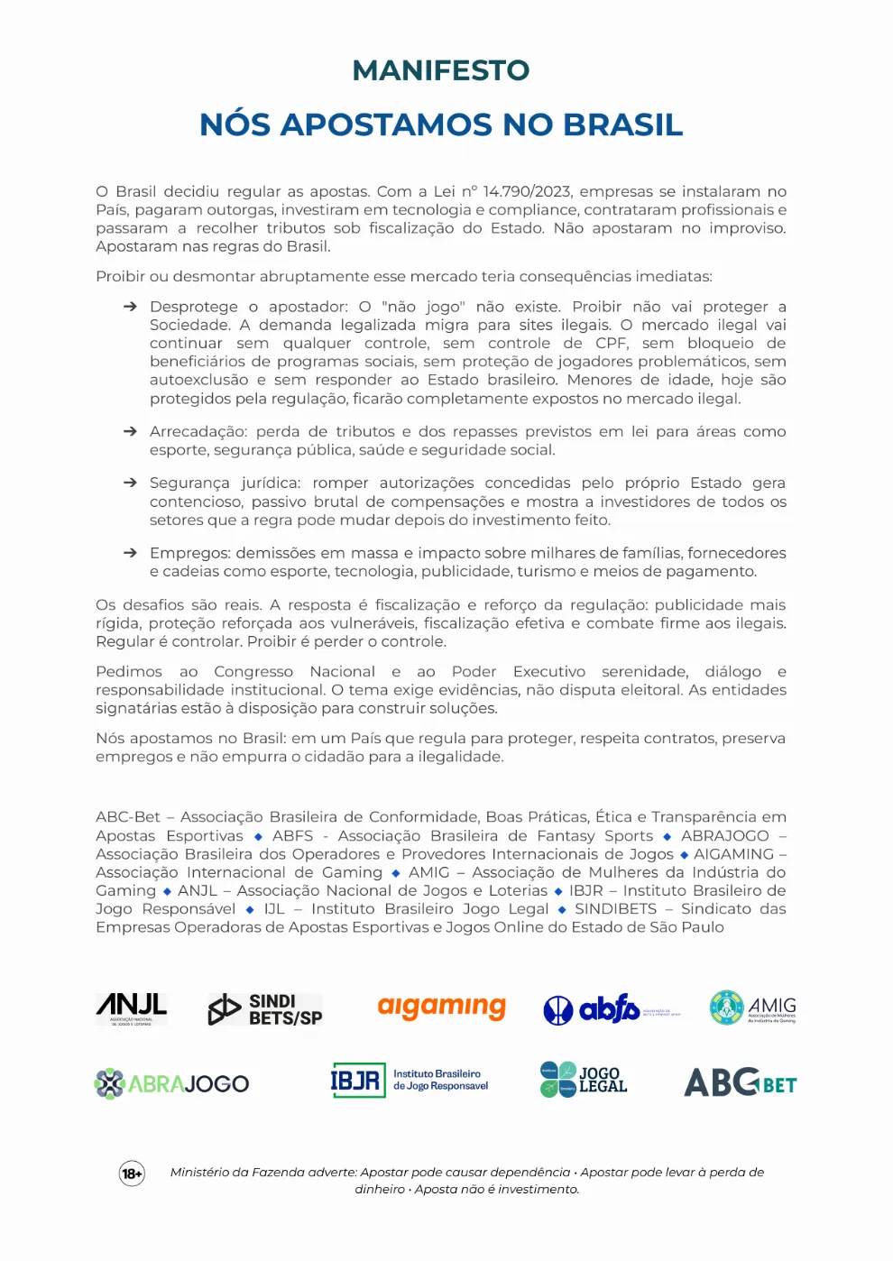 Nine Brazilian gambling entities unite against the ban on betting and warn of the advance of the illegal market