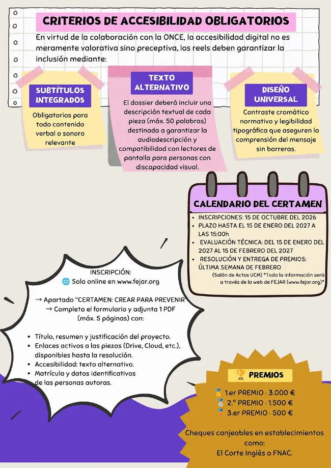 FEJAR, la Universidad Complutense y la ONCE retan a los universitarios a crear vídeos para prevenir el juego problemático entre los jóvenes FEJAR, la Universidad Complutense y la ONCE retan a los universitarios a crear vídeos para prevenir el juego problemático entre los jóvenes