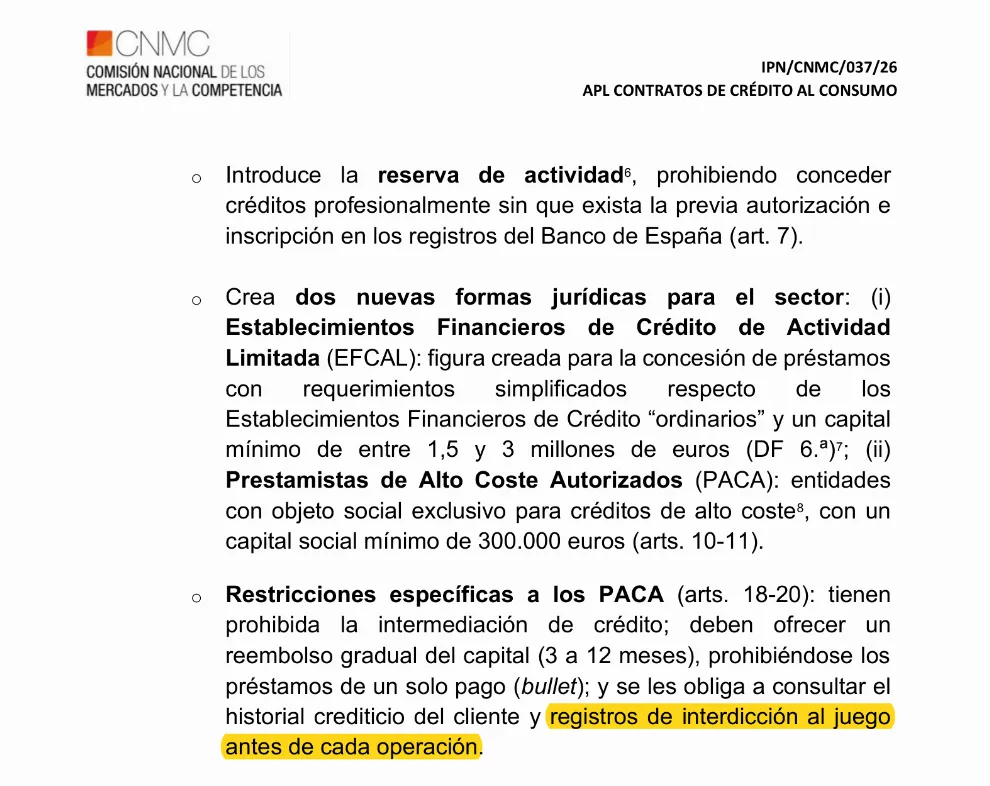 Prestamistas de Alto Coste deben consultar registro de autoexcluidos