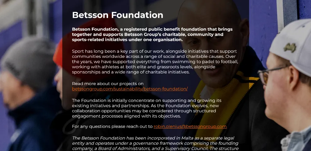Betsson lanza la Fundación Betsson para centralizar los programas de RSC y la comunidad deportiva