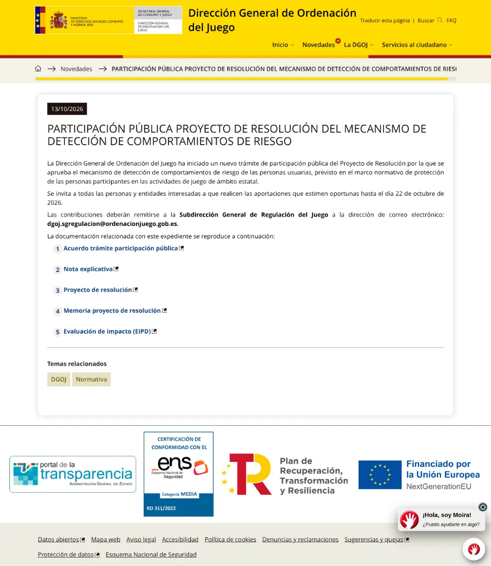 La DGOJ obligará a los operadores a analizar 183 días de actividad para detectar jugadores con comportamientos de riesgo (COMUNICADO)