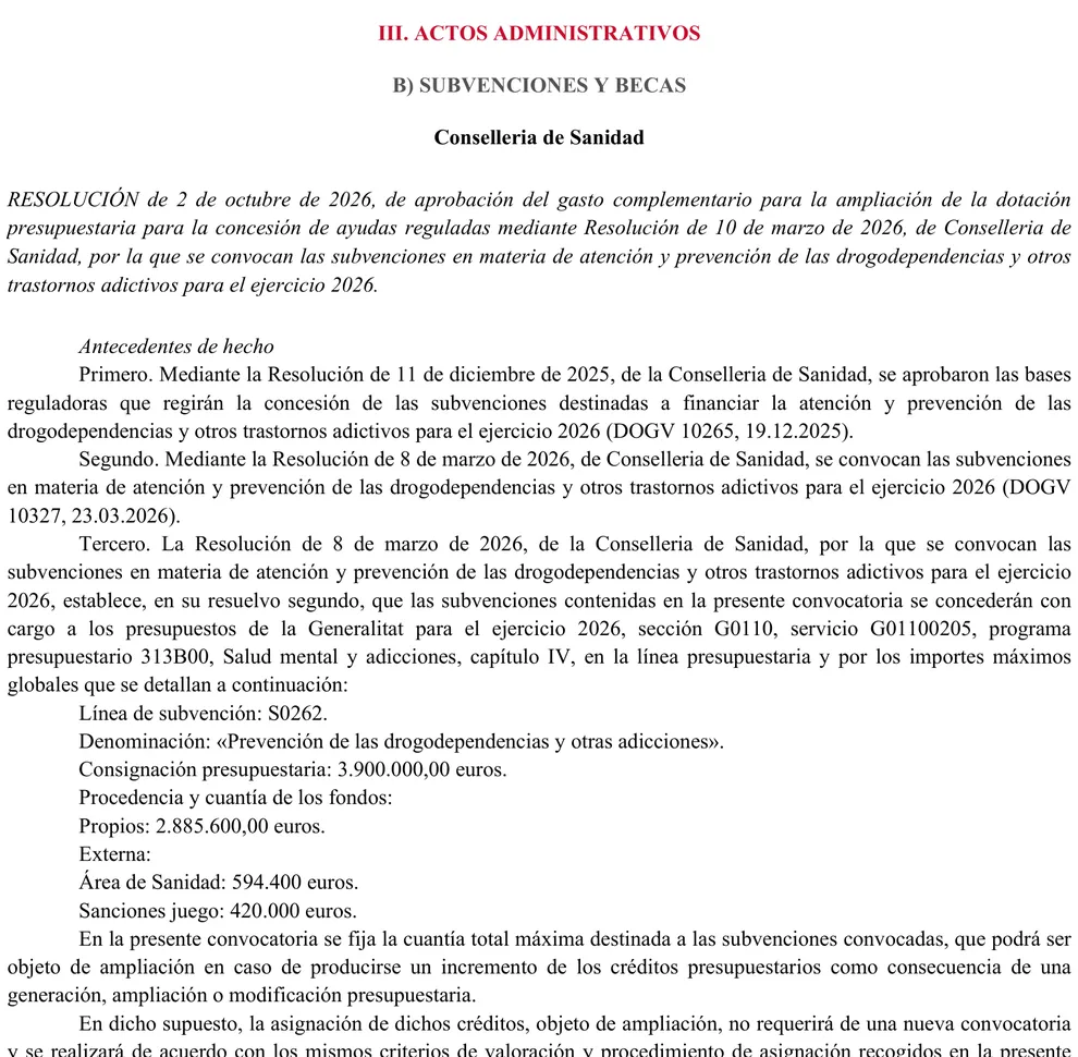 HOY EN EL BOLETÍN El peso de las sanciones de juego se limita al 8,4% de los 5 millones destinados a prevención