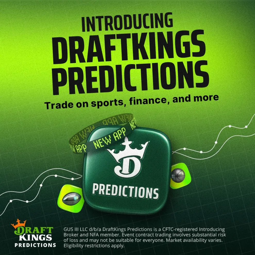 Imagen promocional de DraftKings Predictions, la plataforma de mercados de predicción del grupo estadounidense.