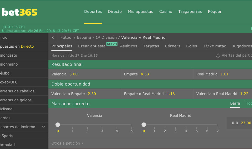 ¿Cómo apostar varios partidos en Bet365